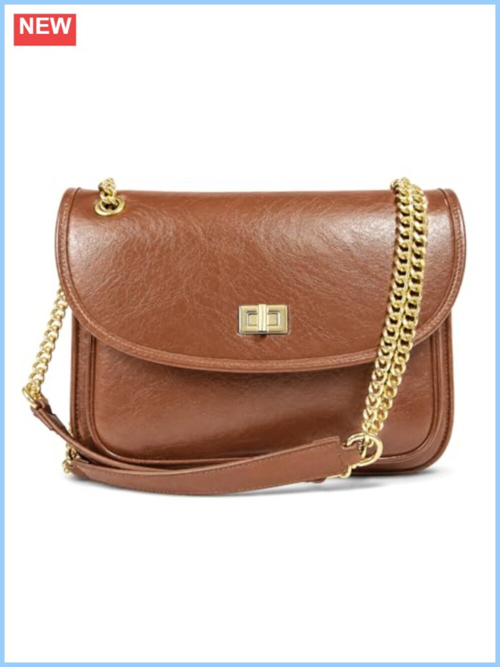 Crossbody Purse Vegan Leather Chain Strap Adjustable Shoulder Bag